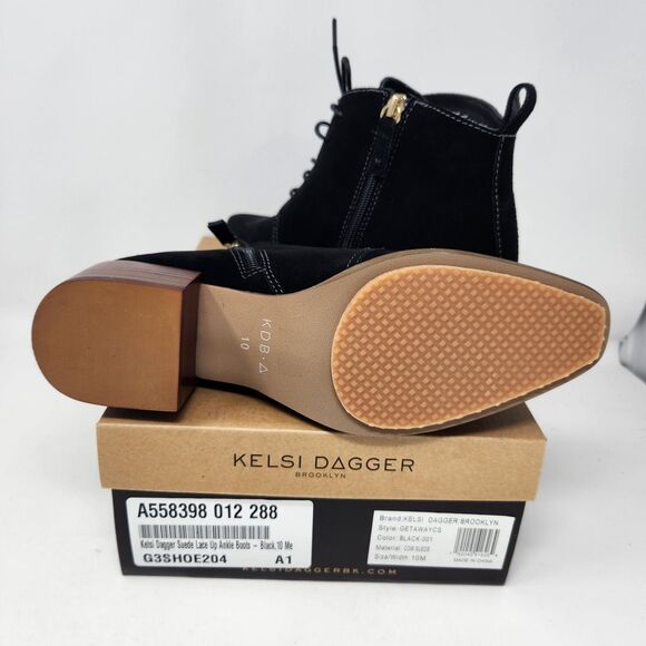 New Kelsi Dagger Womens Getaway Boots Black Suede Lace Up Western Stitches Sz 10 - Picture 4 of 4